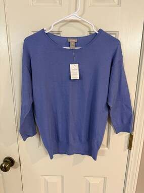 Chico’s Outlet Blue Sweater Paulina Pullover Lilac Luxe Size 1 M New With Tags